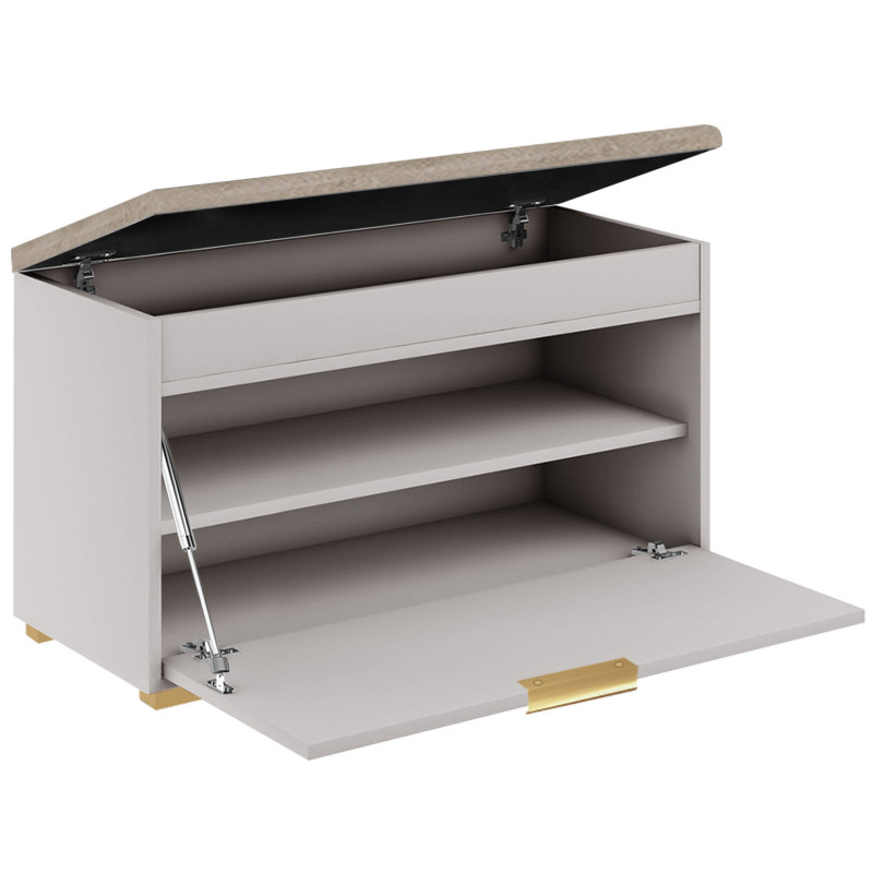 Szafka na buty z siedziskiem FALA 1W kaszmir/beżowy +uchwyt krawędziowy złoty