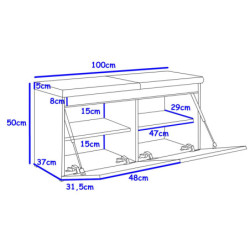Szafka na buty z siedziskiem FALA 3 biała/beż +uchwyt krawędziowy złoty