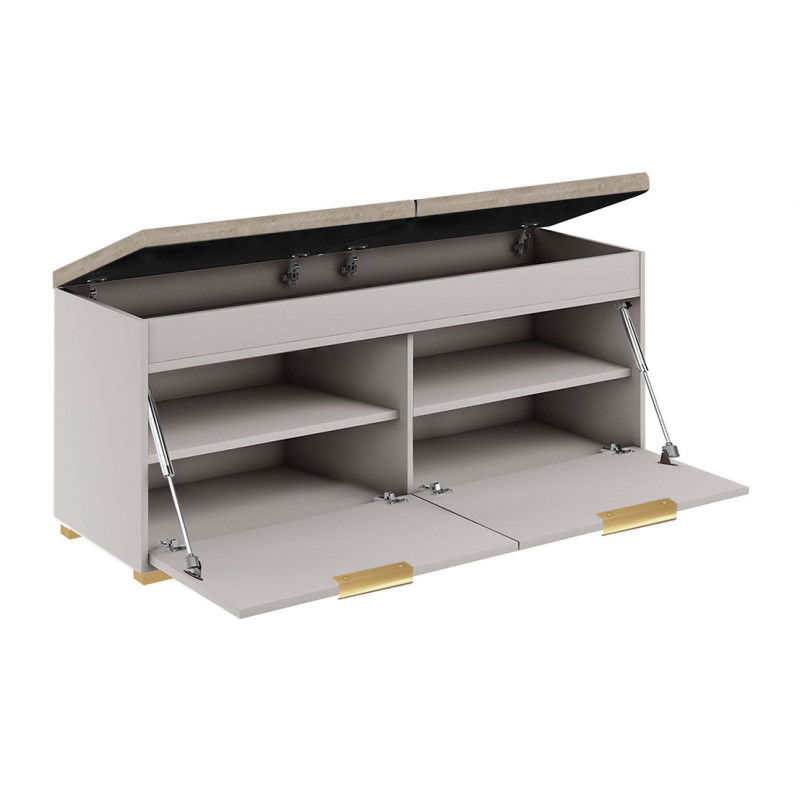 Szafka na buty z siedziskiem FALA 3 kaszmir/beż +uchwyt krawędziowy złoty