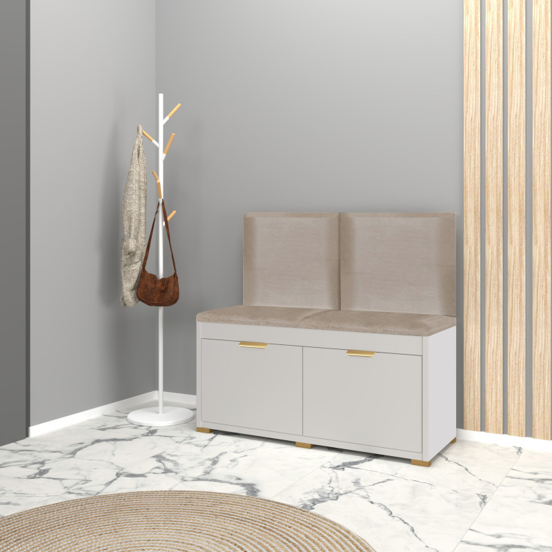 Szafka na buty z siedziskiem FALA 3 kaszmir/beż +uchwyt krawędziowy złoty