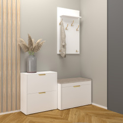 Szafka na buty uchylna FALA 12 biała + uchwyt krawędziowy złoty