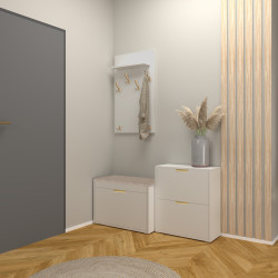 Szafka na buty uchylna FALA 12 kaszmir + uchwyt krawędziowy złoty