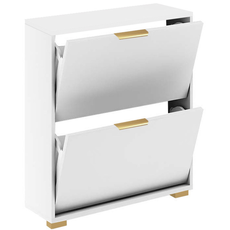 Szafka na buty uchylna FALA 12 biała + uchwyt krawędziowy złoty