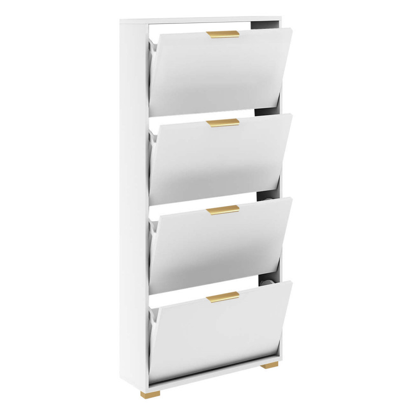 Zestaw mebli do przedpokoju 14W1 biały/beżowy +uchwyt krawędziowy złoty