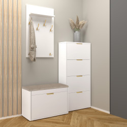 Zestaw mebli do przedpokoju 14W1 biały/beżowy +uchwyt krawędziowy złoty