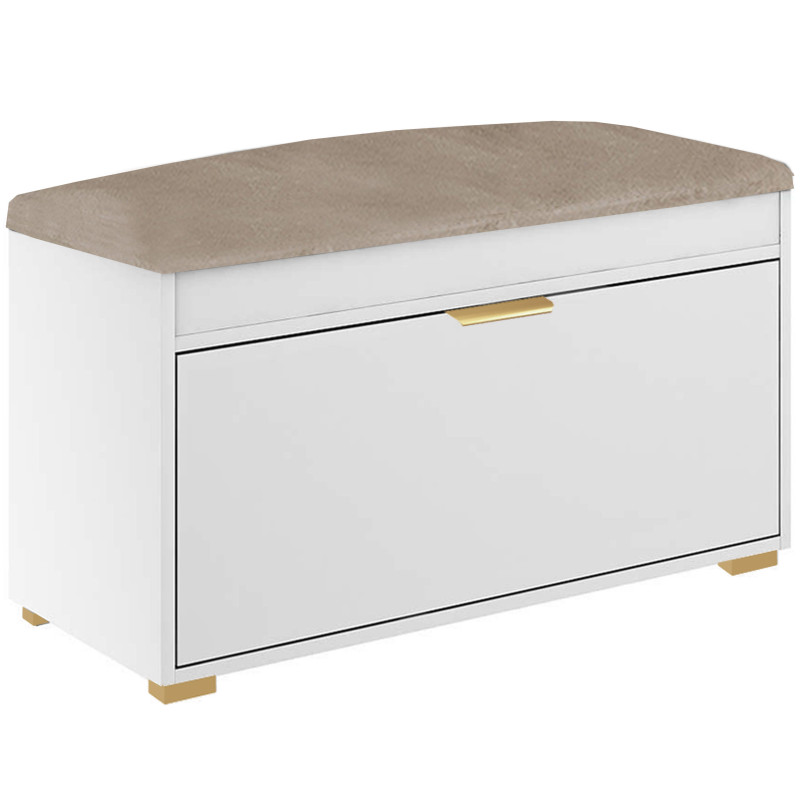 Zestaw mebli do przedpokoju 14W1 biały/beżowy +uchwyt krawędziowy złoty