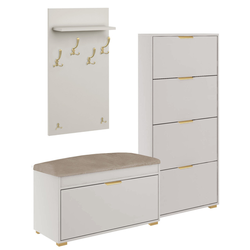 Zestaw mebli do przedpokoju 14W1 kaszmir/beżowy +uchwyt krawędziowy złoty