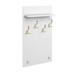 Wieszak ścienny do przedpokoju biały/złote haki