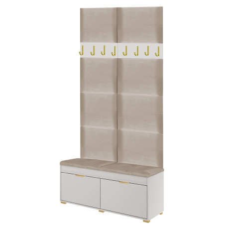 Wieszak ścienny do przedpokoju Fala 50 cm kaszmir/złote haki