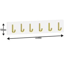 Wieszak ścienny do przedpokoju Fala 80 cm biały/złote haki