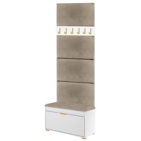 Wieszak ścienny do przedpokoju Fala 80 cm biały/złote haki