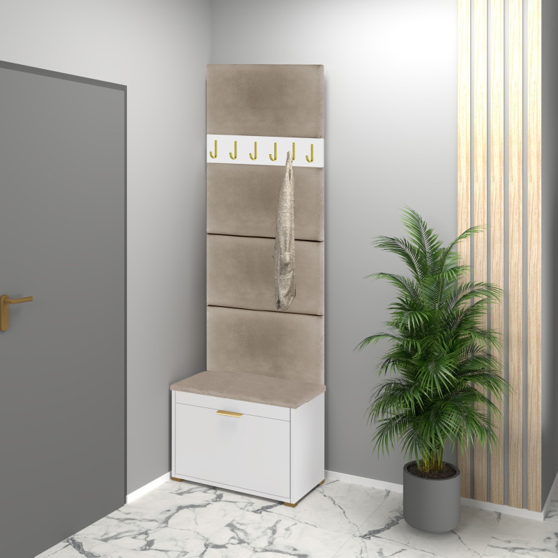 Zestaw mebli do przedpokoju F1WP4  biały/beżowy/uchwyt złoty