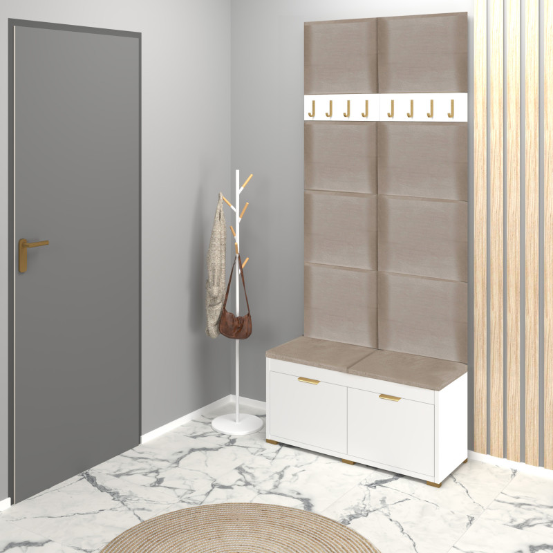 Zestaw mebli do przedpokoju Fala 3 P8 biały/beżowy/uchwyty złote