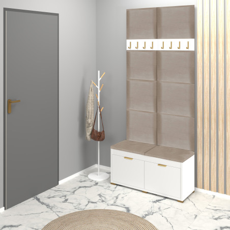 Zestaw mebli do przedpokoju Fala 3 P8 biały/beżowy/uchwyty złote