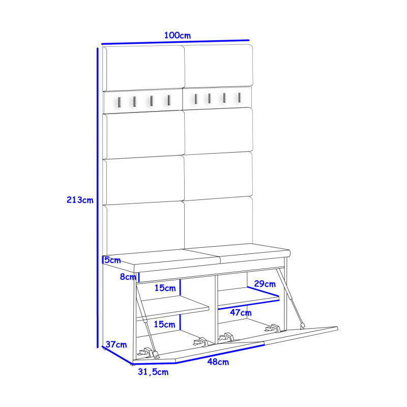 Zestaw mebli do przedpokoju Fala 3 P8 kaszmir/beżowy/uchwyty złote