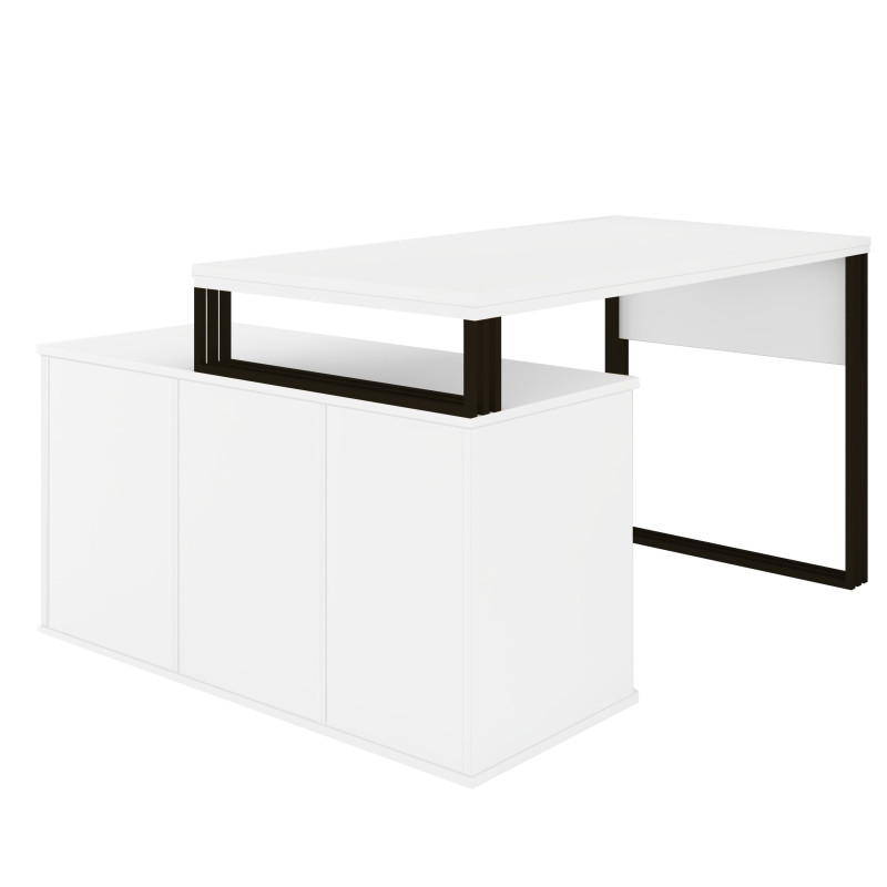 Biurko kosmetyczne narożne Klara N1 1D biały/czarny