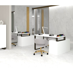 Biurko kosmetyczne narożne Klara N1 1D biały/czarny