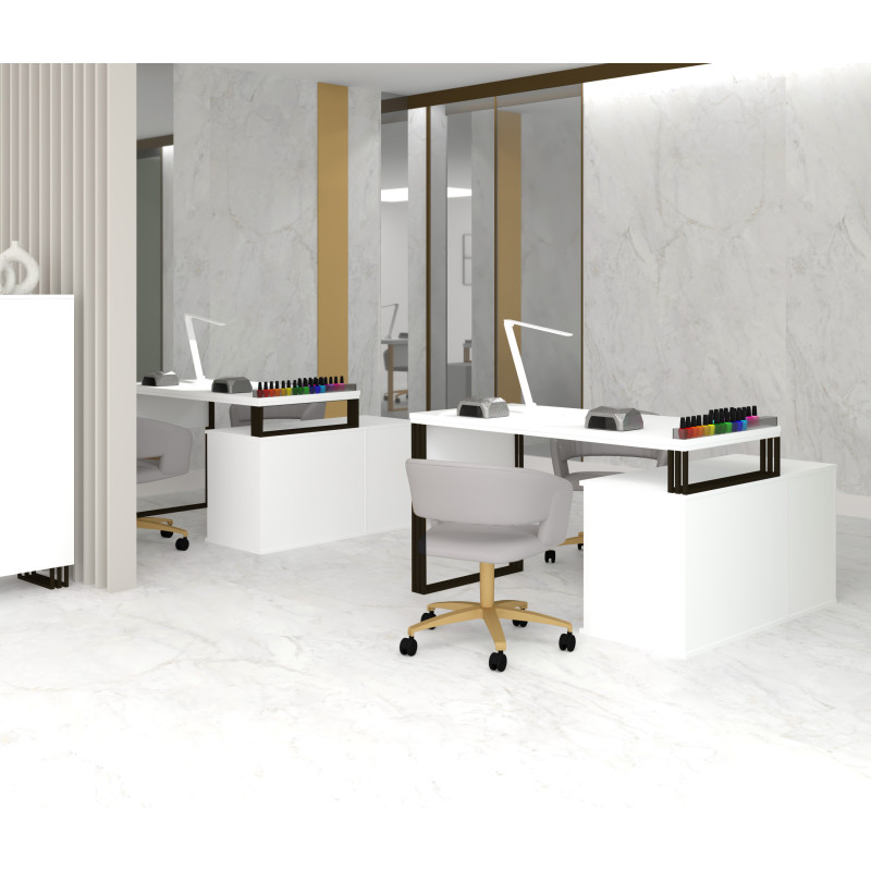 Biurko kosmetyczne narożne Klara N1 1D biały/czarny