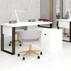 Biurko kosmetyczne narożne Klara N1 1D biały/czarny