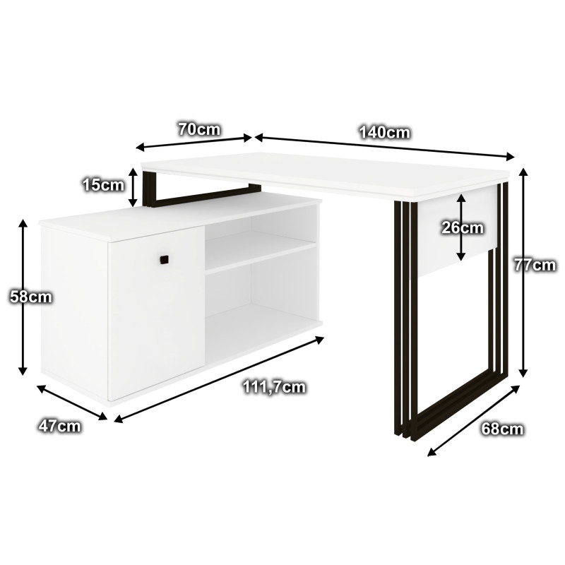 Biurko kosmetyczne narożne Klara N1 1D biały/czarny