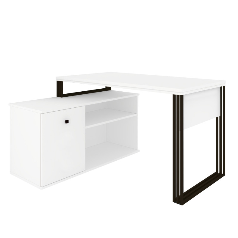 Biurko kosmetyczne narożne Klara N1 1D biały/czarny