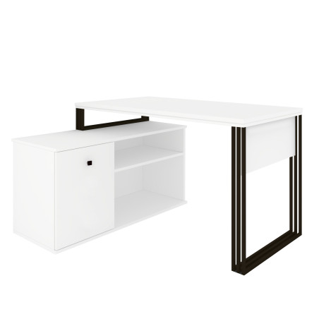 Biurko kosmetyczne narożne Klara N1 1D biały/czarny