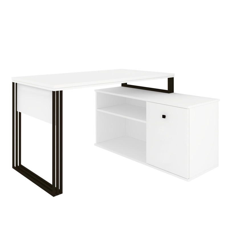 Biurko kosmetyczne narożne Klara N1 1D biały/czarny