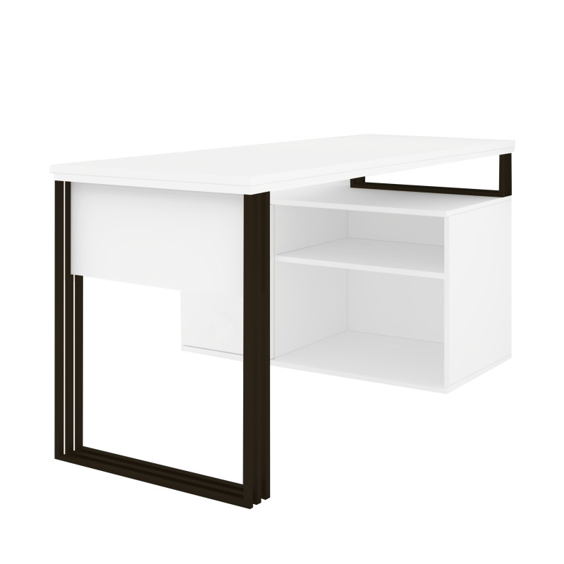 Biurko kosmetyczne narożne Klara N1 1D biały/czarny