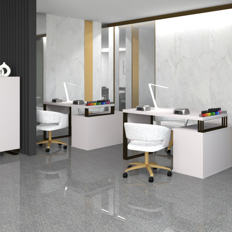 Biurko kosmetyczne narożne Klara N1 1D kaszmir/czarny