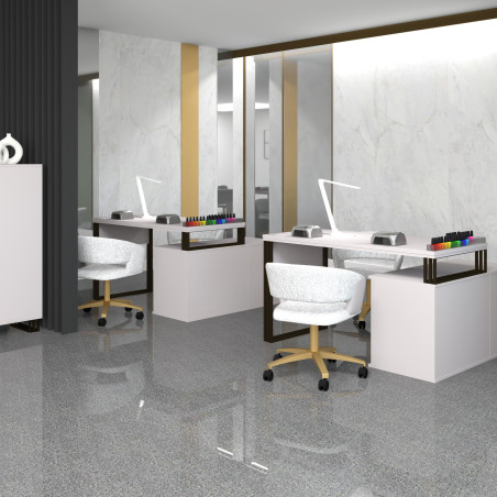 Biurko kosmetyczne narożne Klara N1 1D kaszmir/czarny