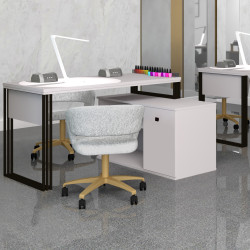 Biurko kosmetyczne narożne Klara N1 1D kaszmir/czarny