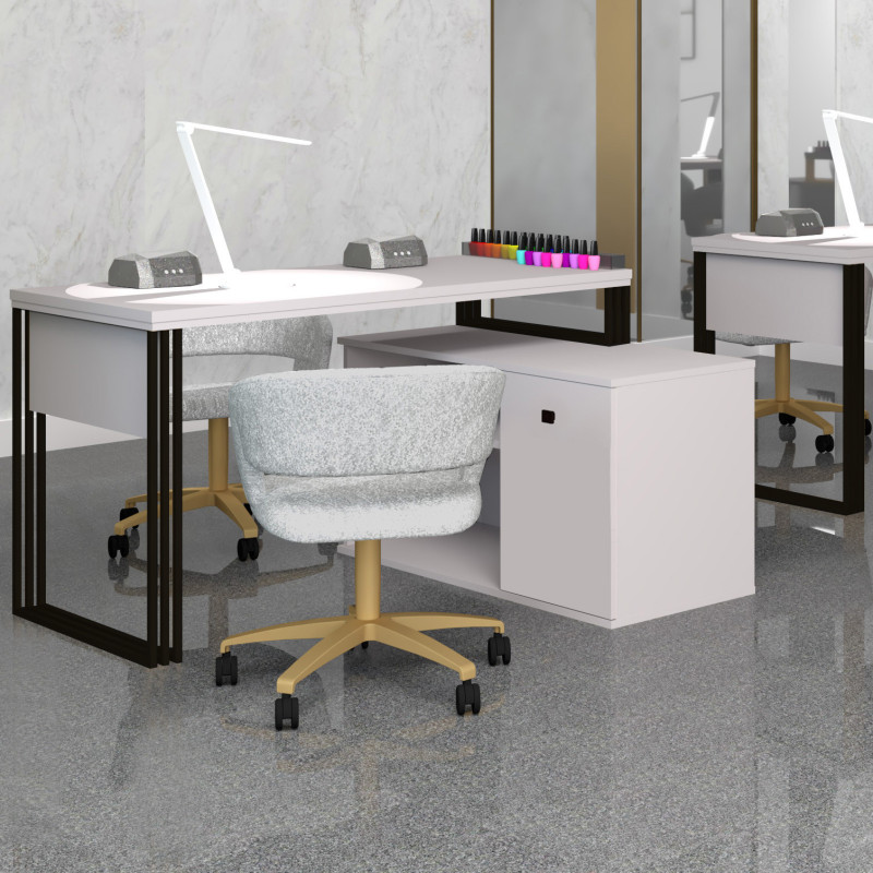 Biurko kosmetyczne narożne Klara N1 1D kaszmir/czarny