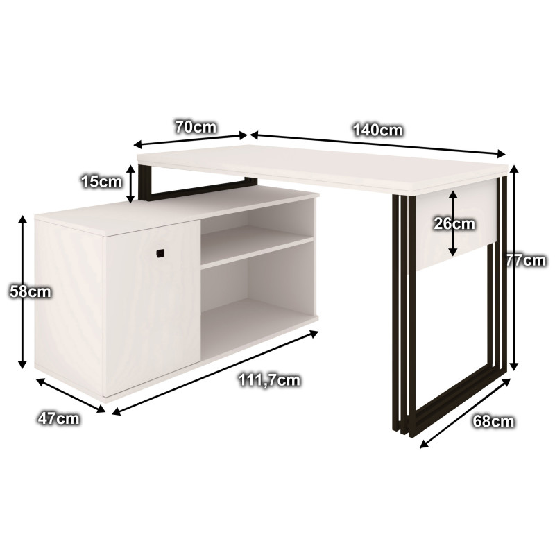 Biurko kosmetyczne narożne Klara N1 1D kaszmir/czarny