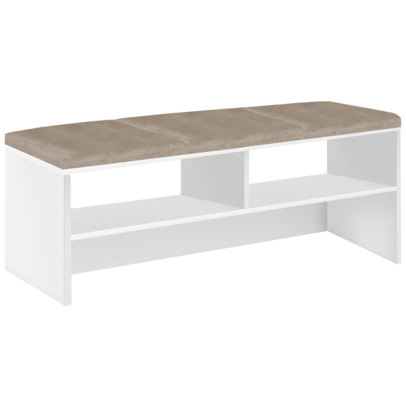 Szafka ławka na buty z siedziskiem FALA 4 biały/beżowy