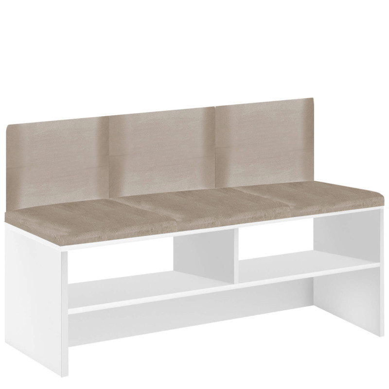 Szafka ławka na buty z siedziskiem FALA 4 biały/beżowy