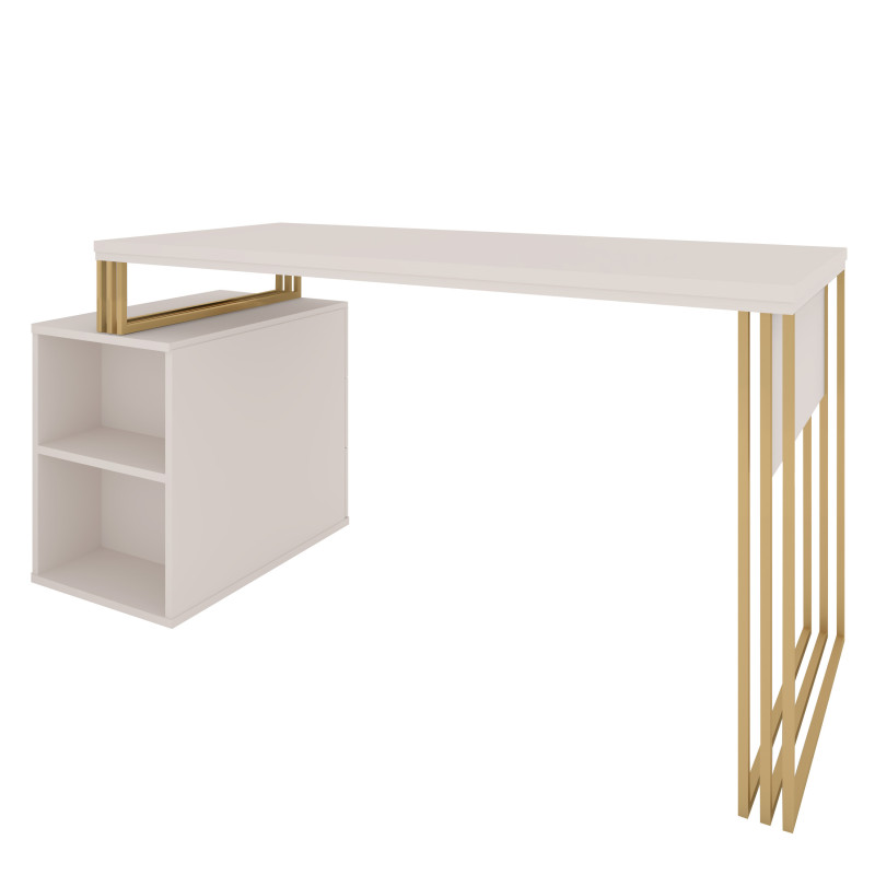 Biurko kosmetyczne Klara 3S kaszmir/złoty PREMIUM