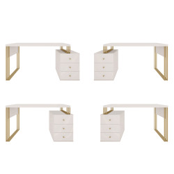 Biurko kosmetyczne Klara 3S kaszmir/złoty PREMIUM