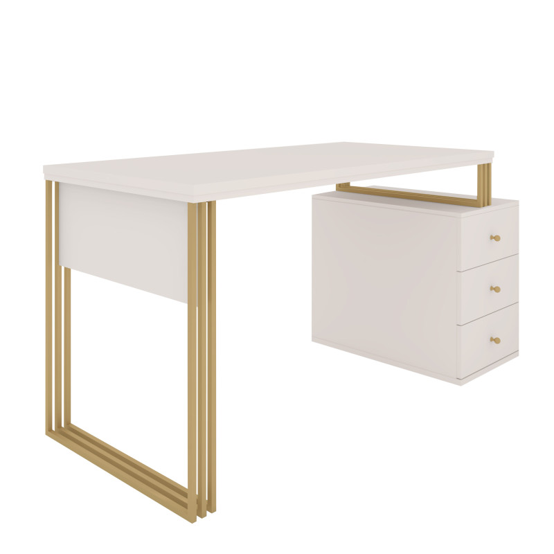 Biurko kosmetyczne Klara 3S kaszmir/złoty PREMIUM