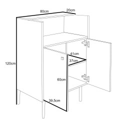 Lada recepcyjna KLARA 3 biały mat/złoty z panelem V czarnym