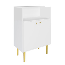 Lada recepcyjna KLARA 3 biały mat/złoty z panelem V czarnym