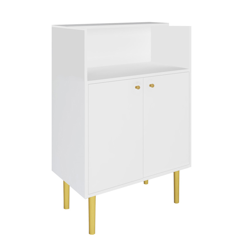 Lada recepcyjna KLARA 3 biały mat/złoty z panelem V czarnym