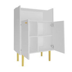 Lada recepcyjna KLARA 3 biały mat/złoty z panelem V czarnym