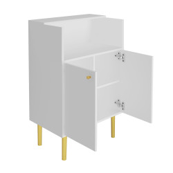 Lada recepcyjna KLARA 3 biały mat/złoty z panelem V czarnym