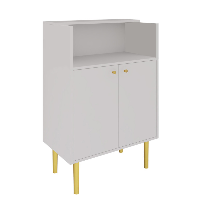 Lada recepcyjna KLARA 3 kaszmir/złoty + panel ryflowany