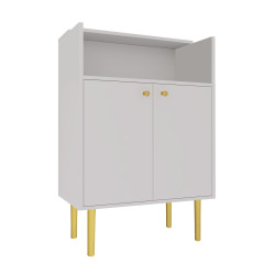 Lada recepcyjna KLARA 3 kaszmir/złoty + panel ryflowany