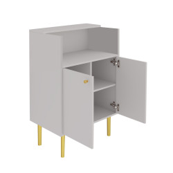 Lada recepcyjna KLARA 3 kaszmir/złoty + panel ryflowany