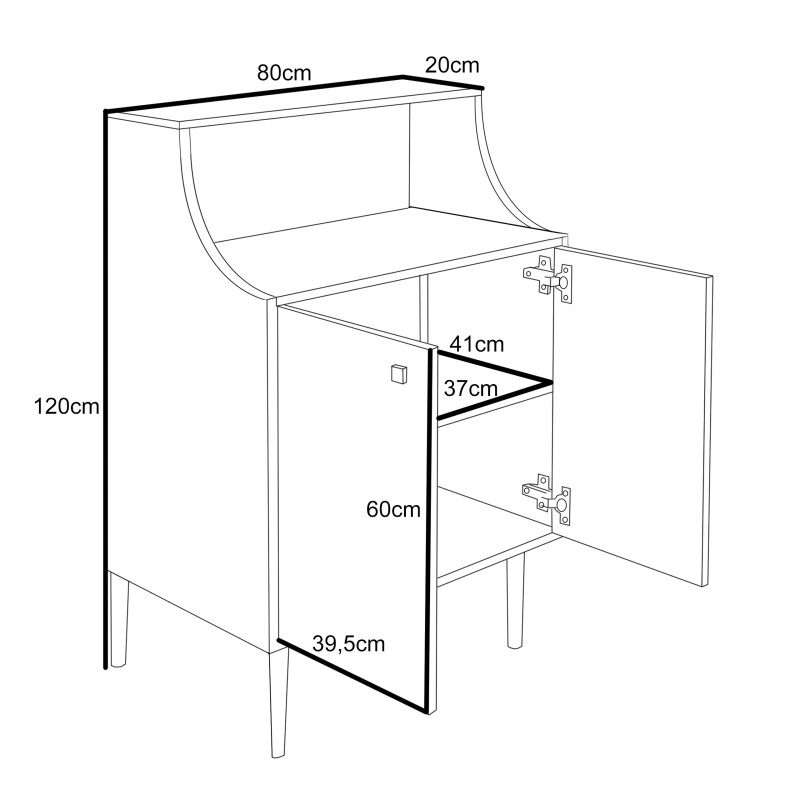 Lada recepcyjna KLARA 3 kaszmir/złoty + panel ryflowany