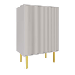 Lada recepcyjna KLARA 3 kaszmir/złoty + panel ryflowany