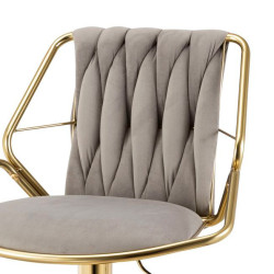 Krzesło wysokie hoker KLARA H5-FX złoty/szary velvet