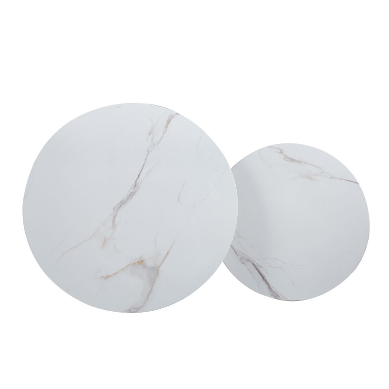 Stolik kawowy 2w1 L9-FX(D) 80+60 stelaż czarny/biały marmur